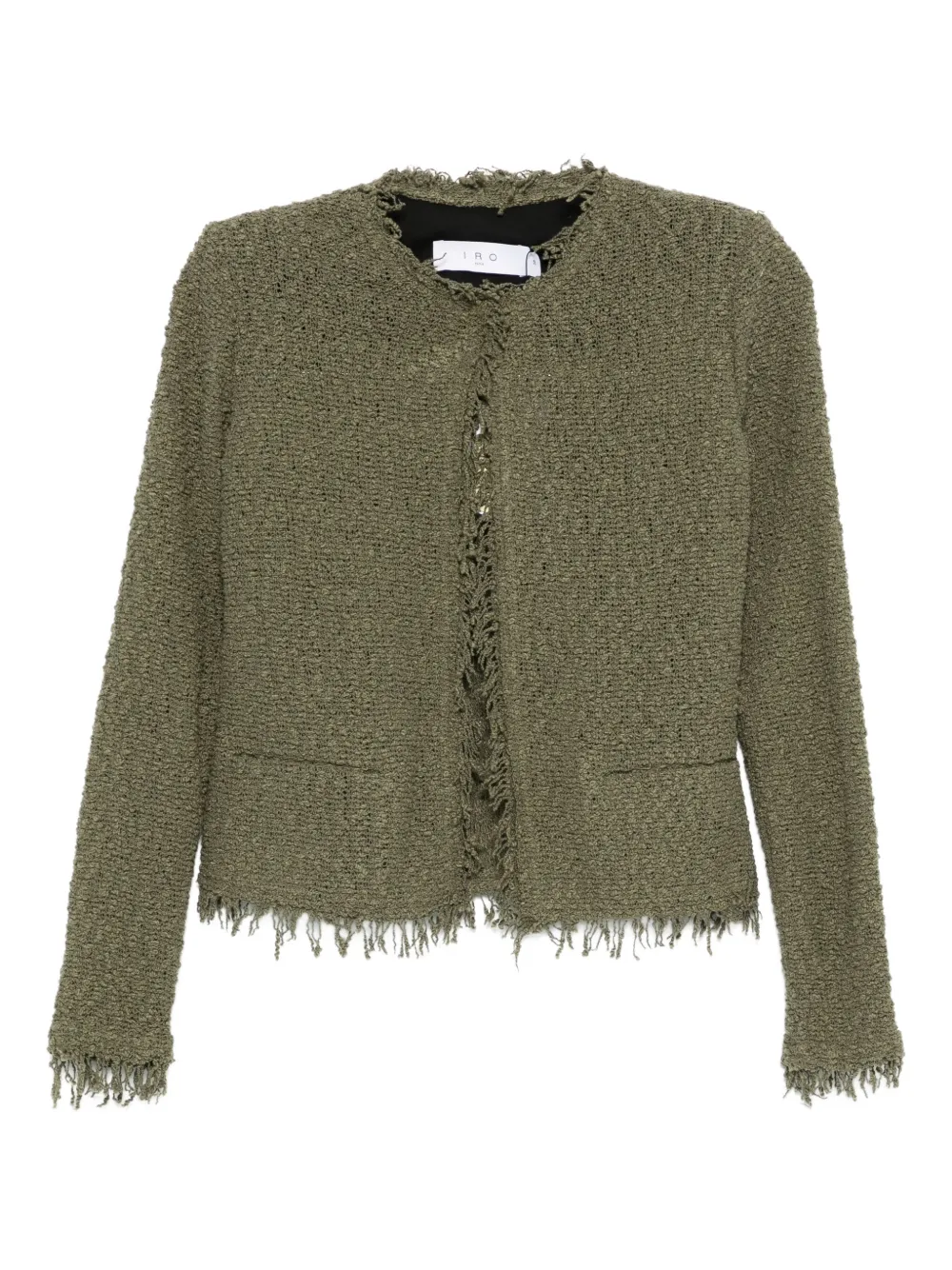 IRO frayed tweed jacket Groen