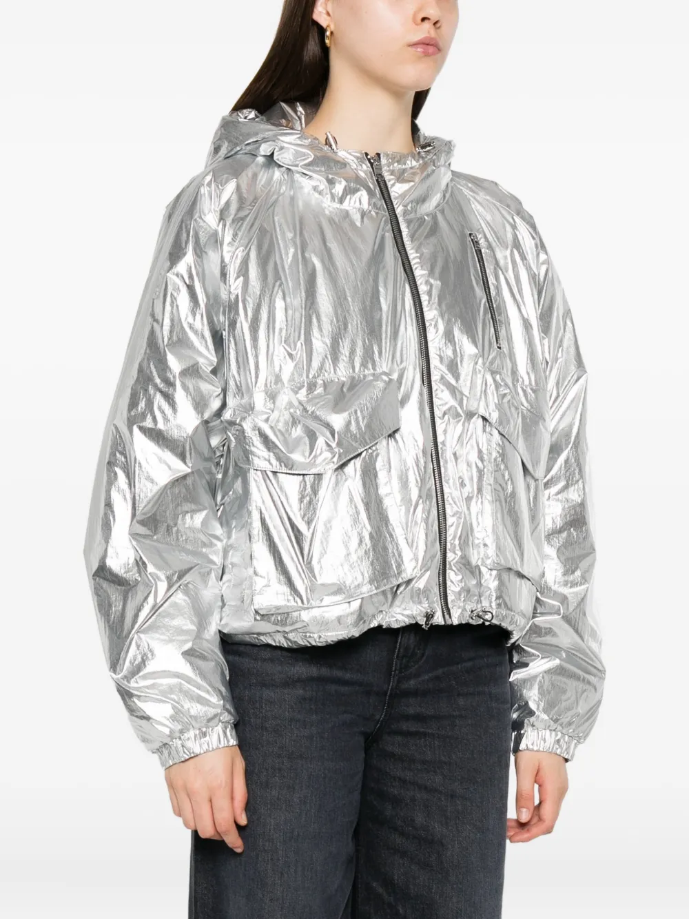 IRO metallic hooded jacket Zilver