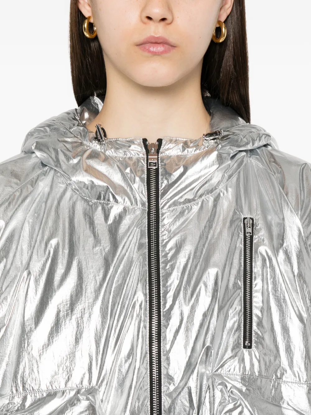 IRO metallic hooded jacket Zilver