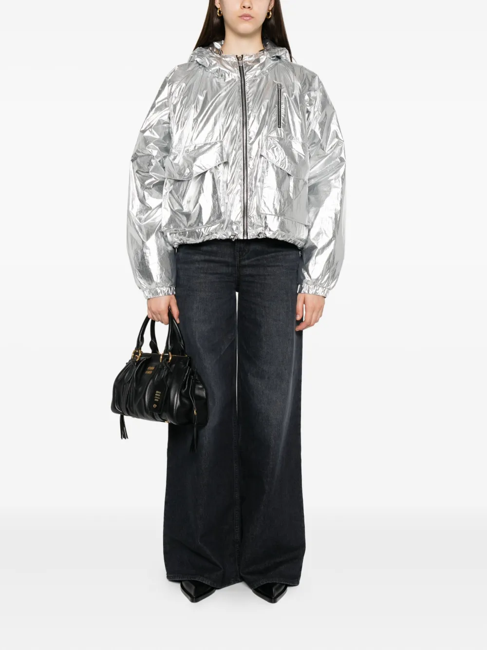 IRO metallic hooded jacket Zilver