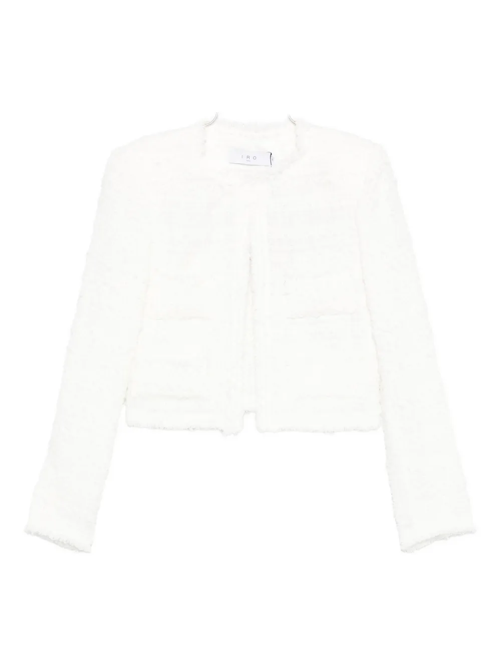 IRO frayed pocketed tweed jacket - Bianco
