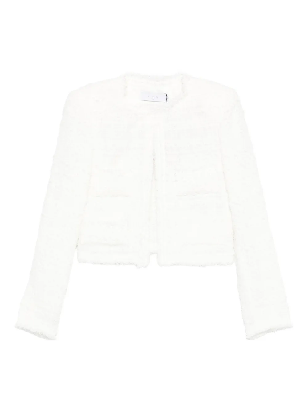 IRO frayed pocketed tweed jacket Wit