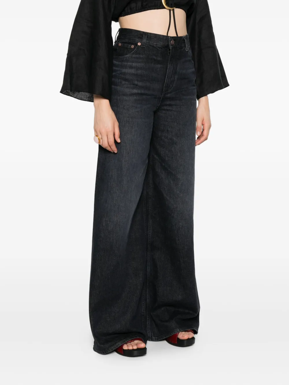 Chloé Jeans met wijde pijpen en knopen Zwart