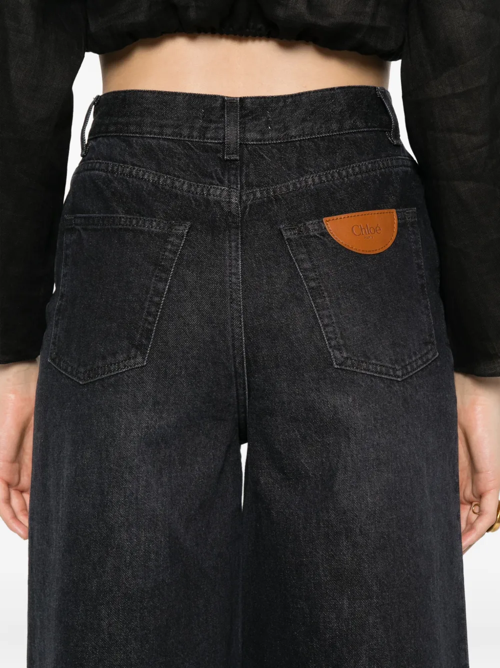 Chloé Jeans met wijde pijpen en knopen Zwart