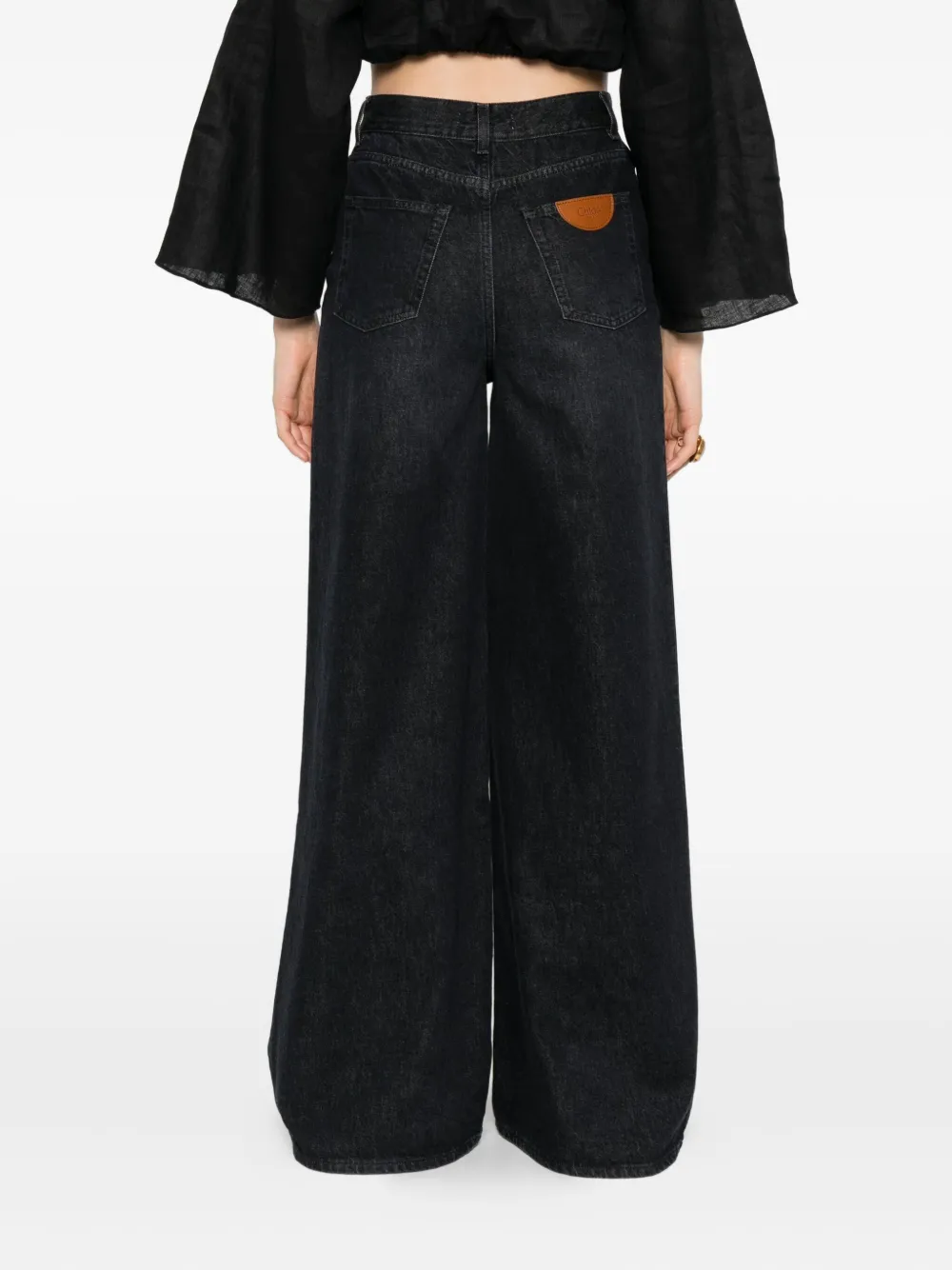 Chloé Jeans met wijde pijpen en knopen Zwart