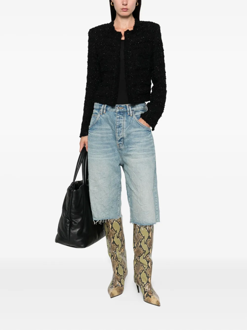 IRO Tweed jack met glitter Zwart