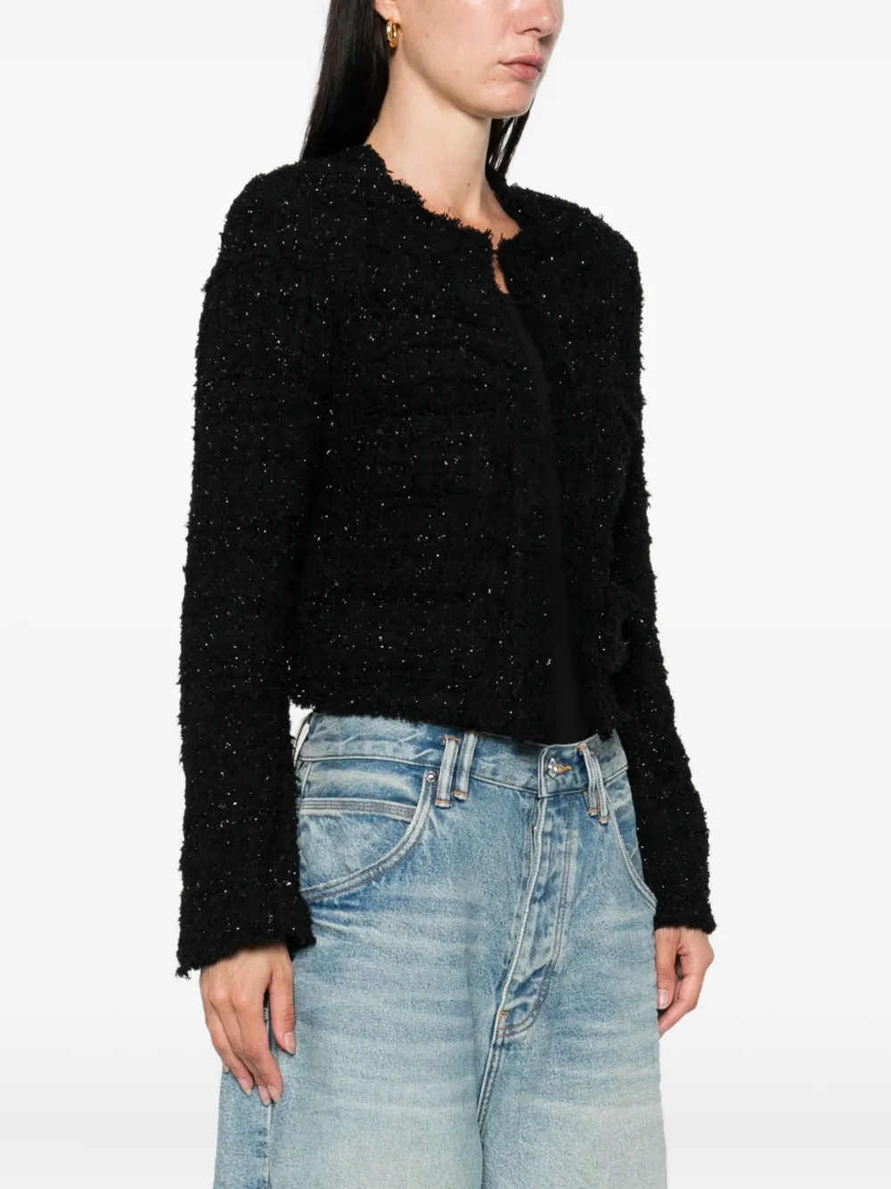 IRO Tweed jack met glitter Zwart