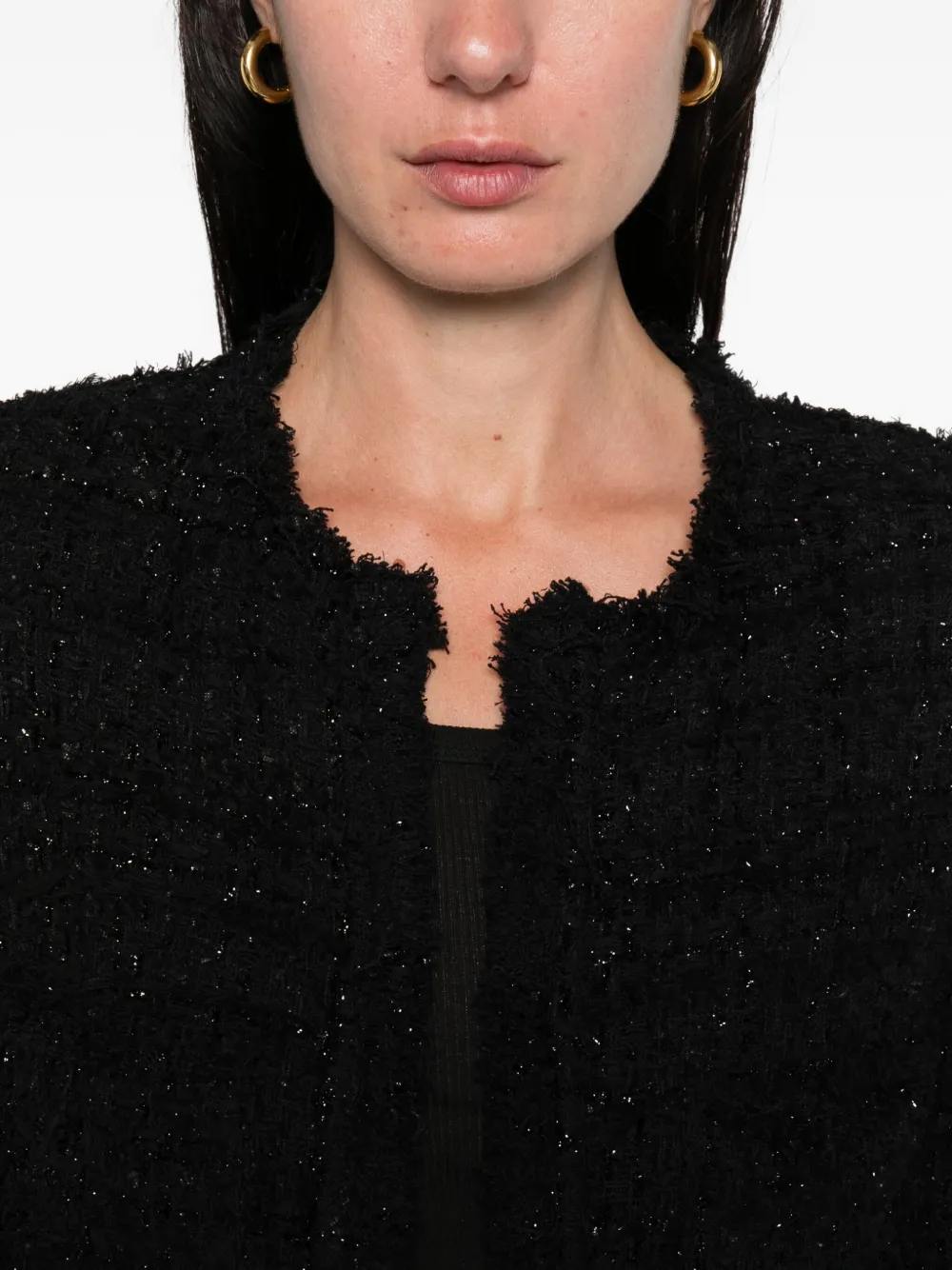 IRO Tweed jack met glitter Zwart