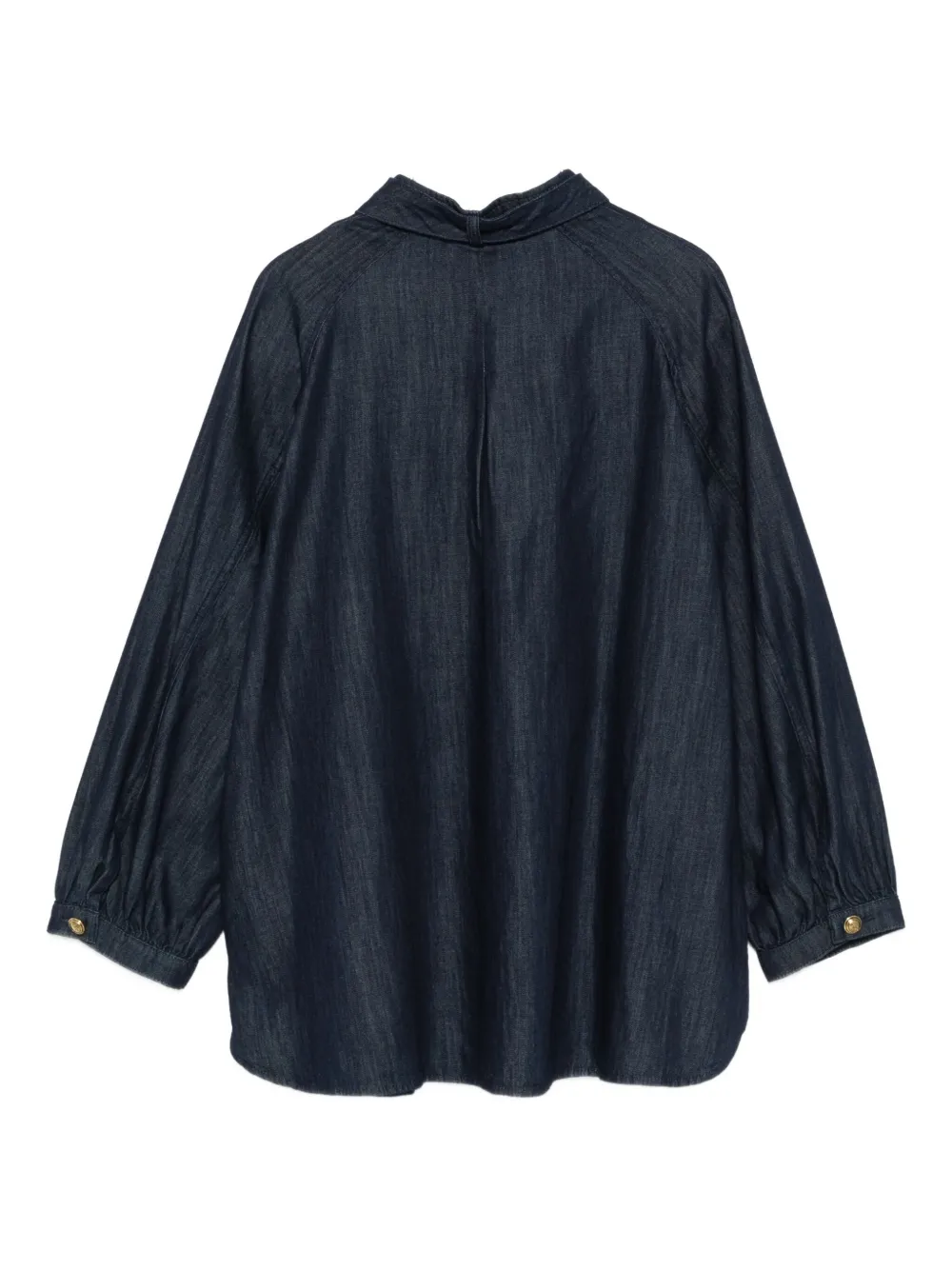 Luisa Cerano Denim blouse met gestrikte hals Blauw