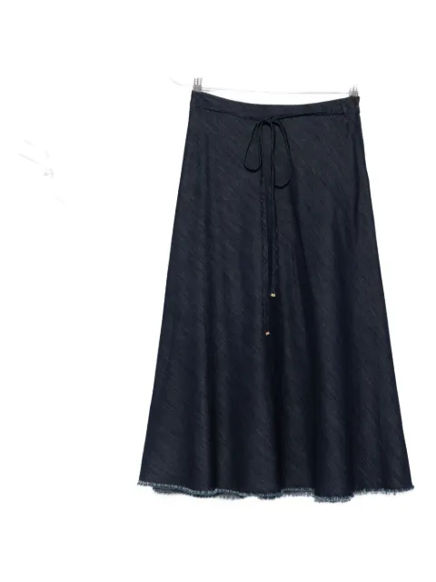 Luisa Cerano frayed-denim midi skirt