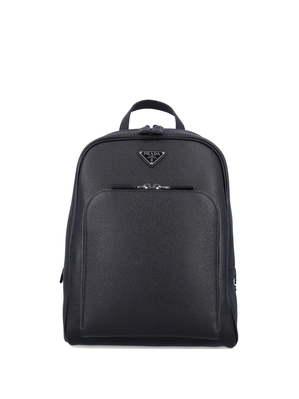 Prada enamel triangle-logo leather backpack Zwart