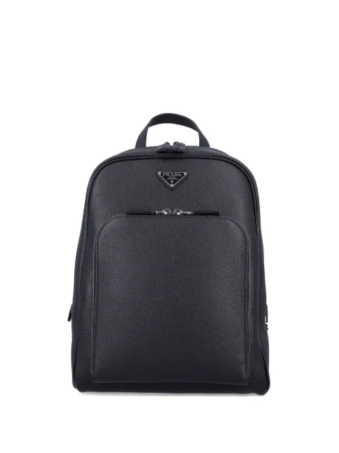 Prada enamel triangle-logo leather backpack