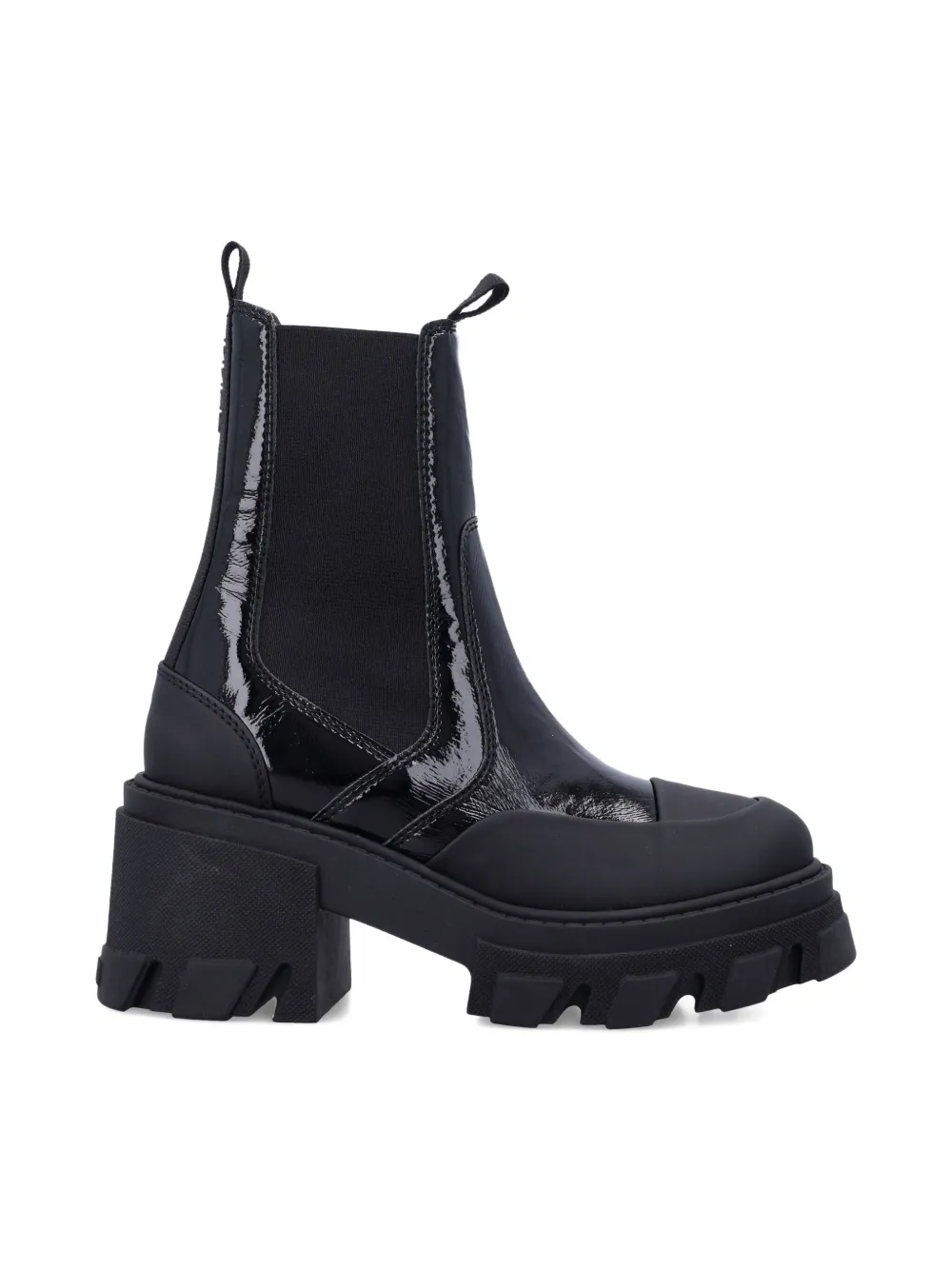 GANNI patent-leather cleated Chelsea boots Black