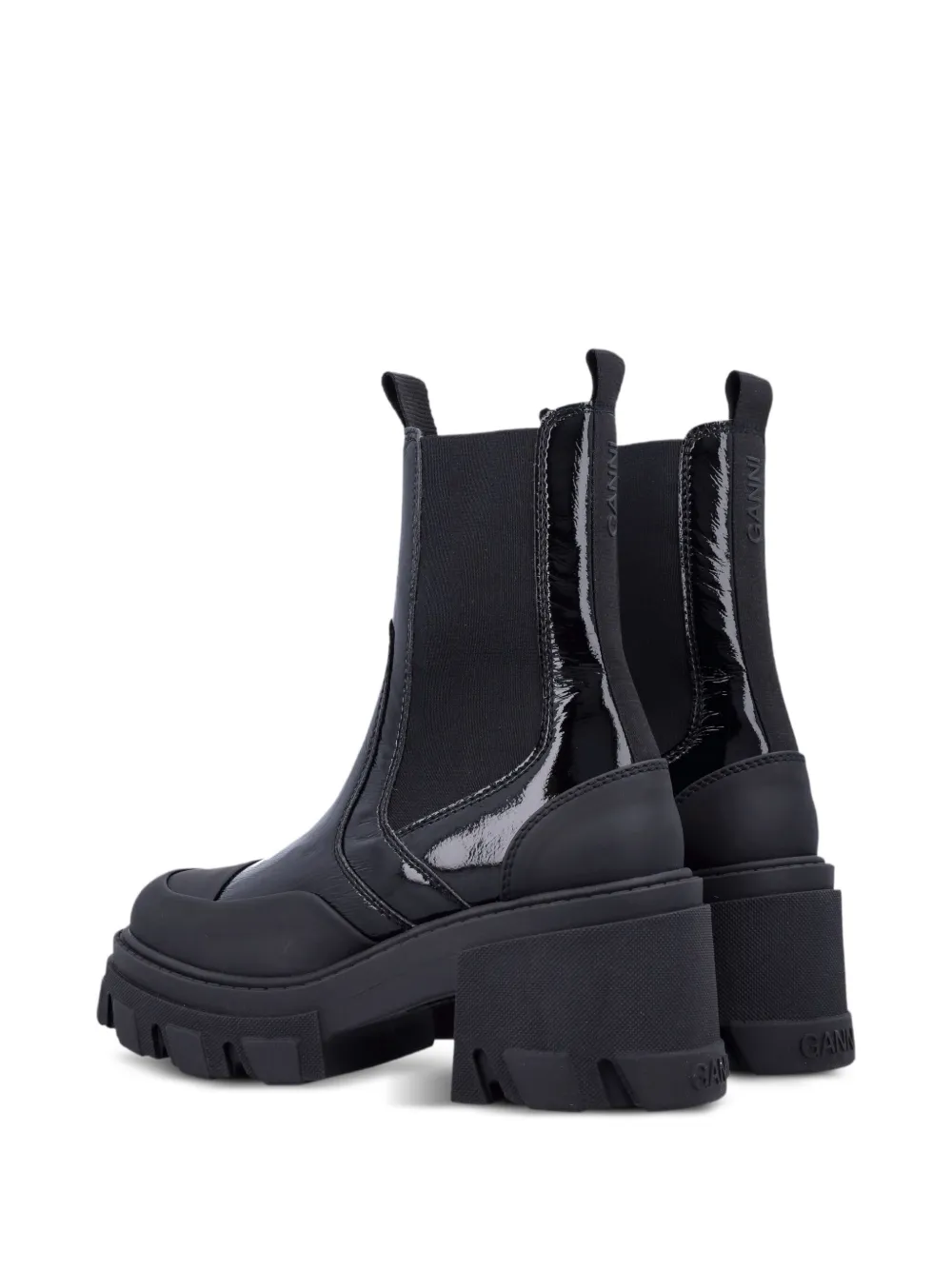 GANNI patent-leather cleated Chelsea boots Black