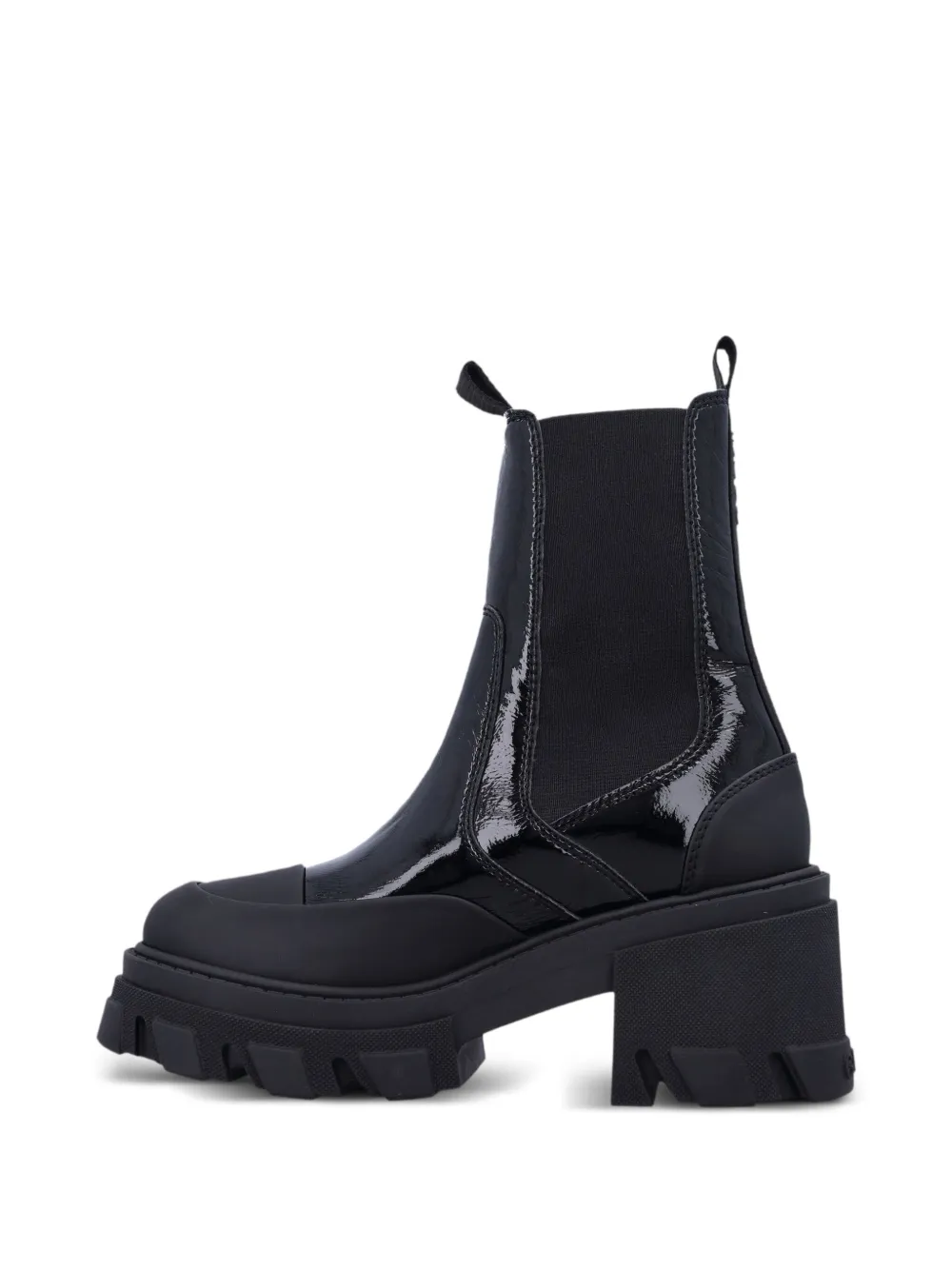 GANNI patent-leather cleated Chelsea boots Black
