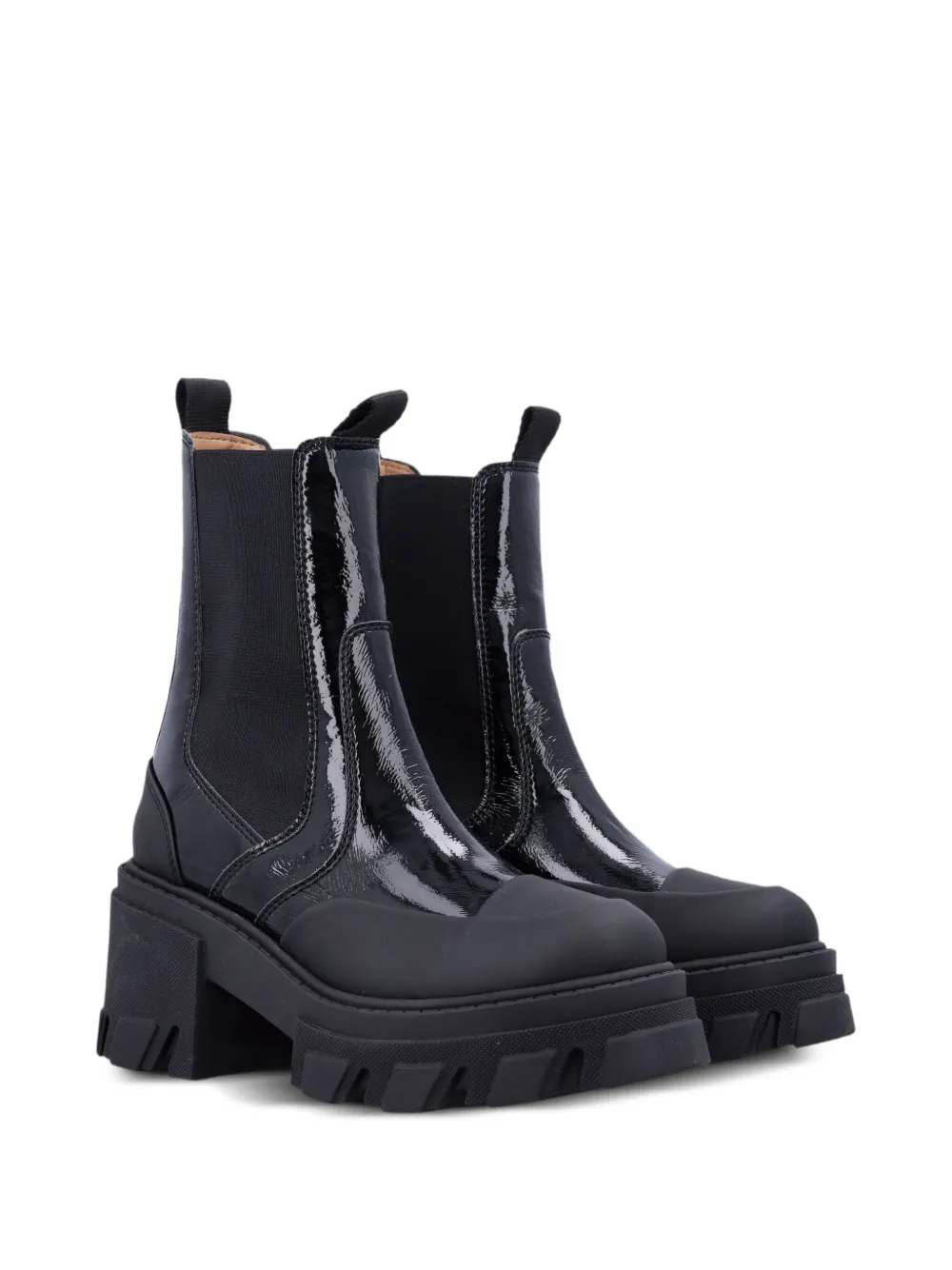 GANNI patent-leather cleated Chelsea boots Black