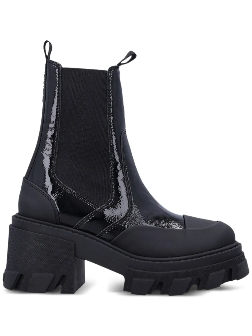 GANNI patent-leather cleated Chelsea boots Black
