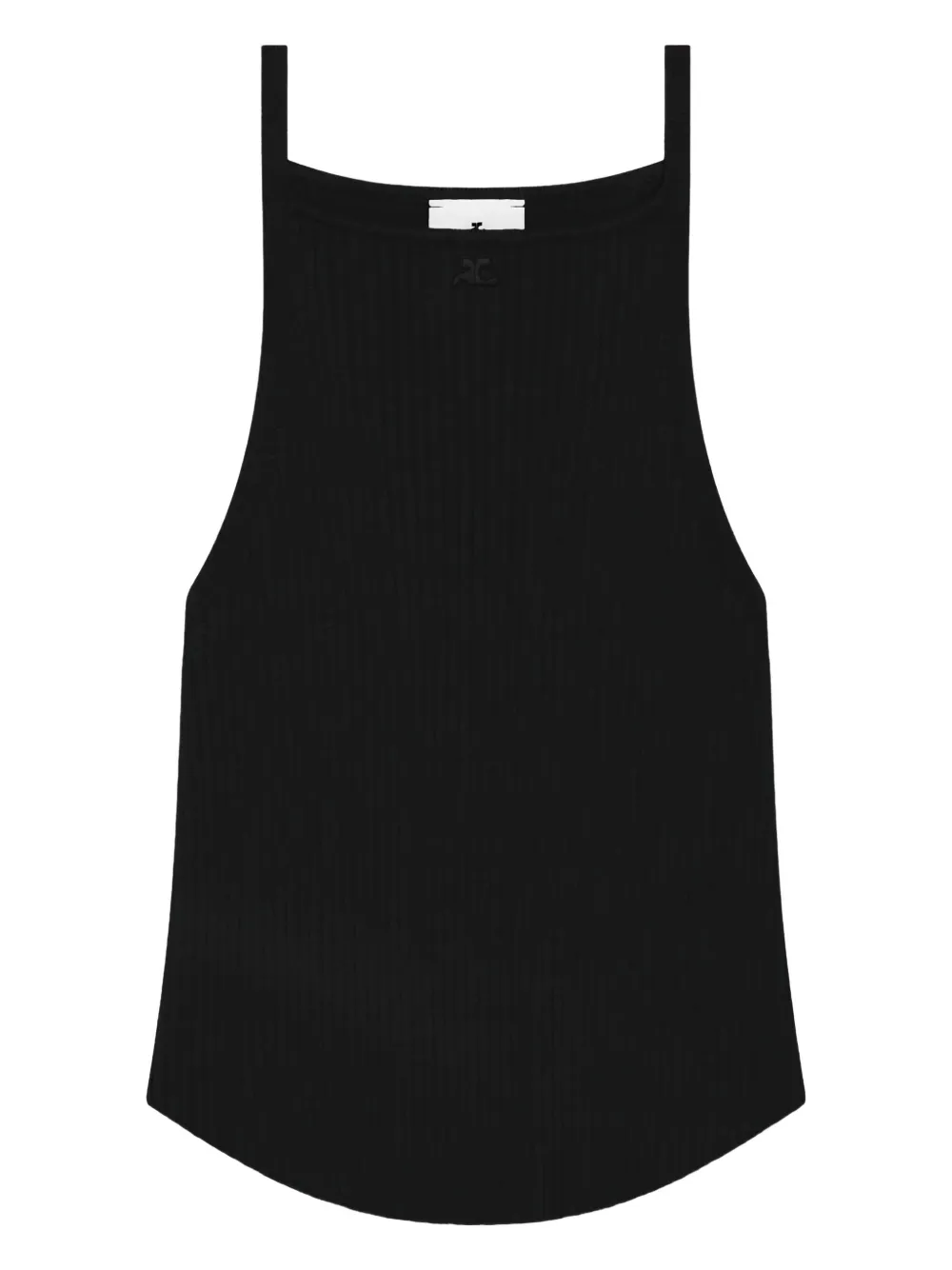 Courrèges curved-hem sleeveless top Zwart