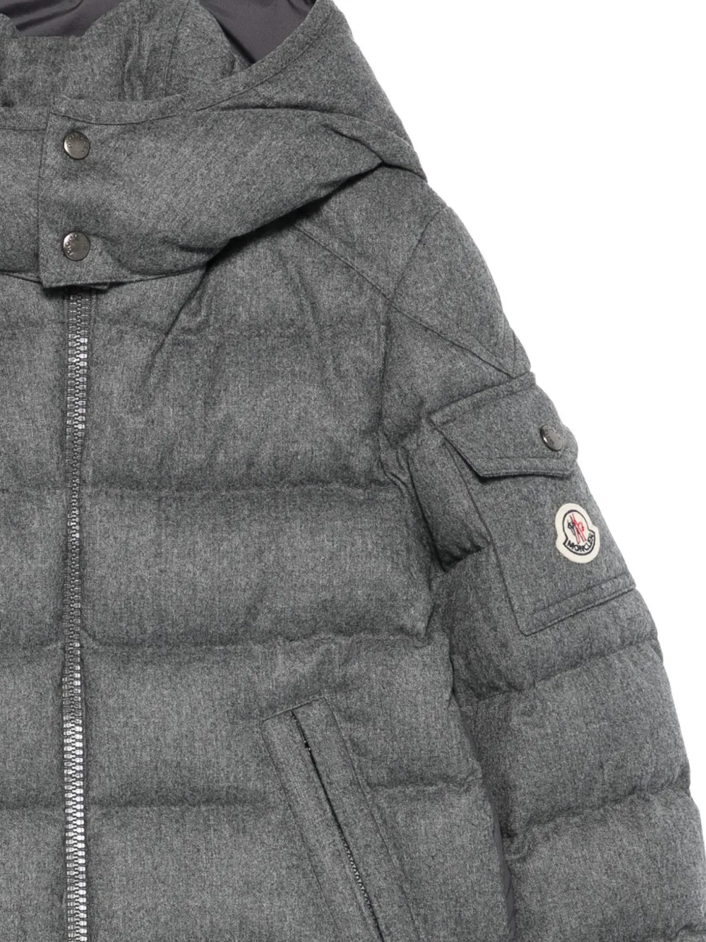 Moncler Enfant Montgenevre wool hooded puffer jacket Grijs