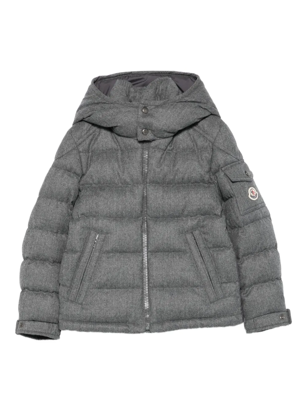 Moncler Enfant Montgenevre wool hooded puffer jacket Grijs