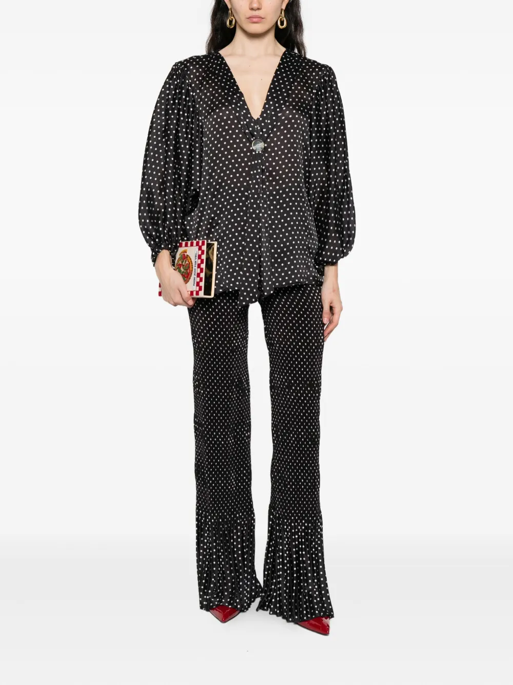 SIMONA CORSELLINI pleated polka-dot trousers - Zwart