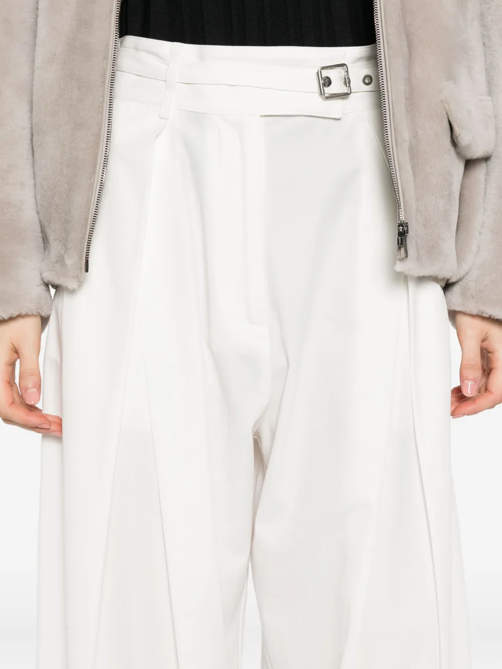 PINKO pleated belted straight trousers Wit