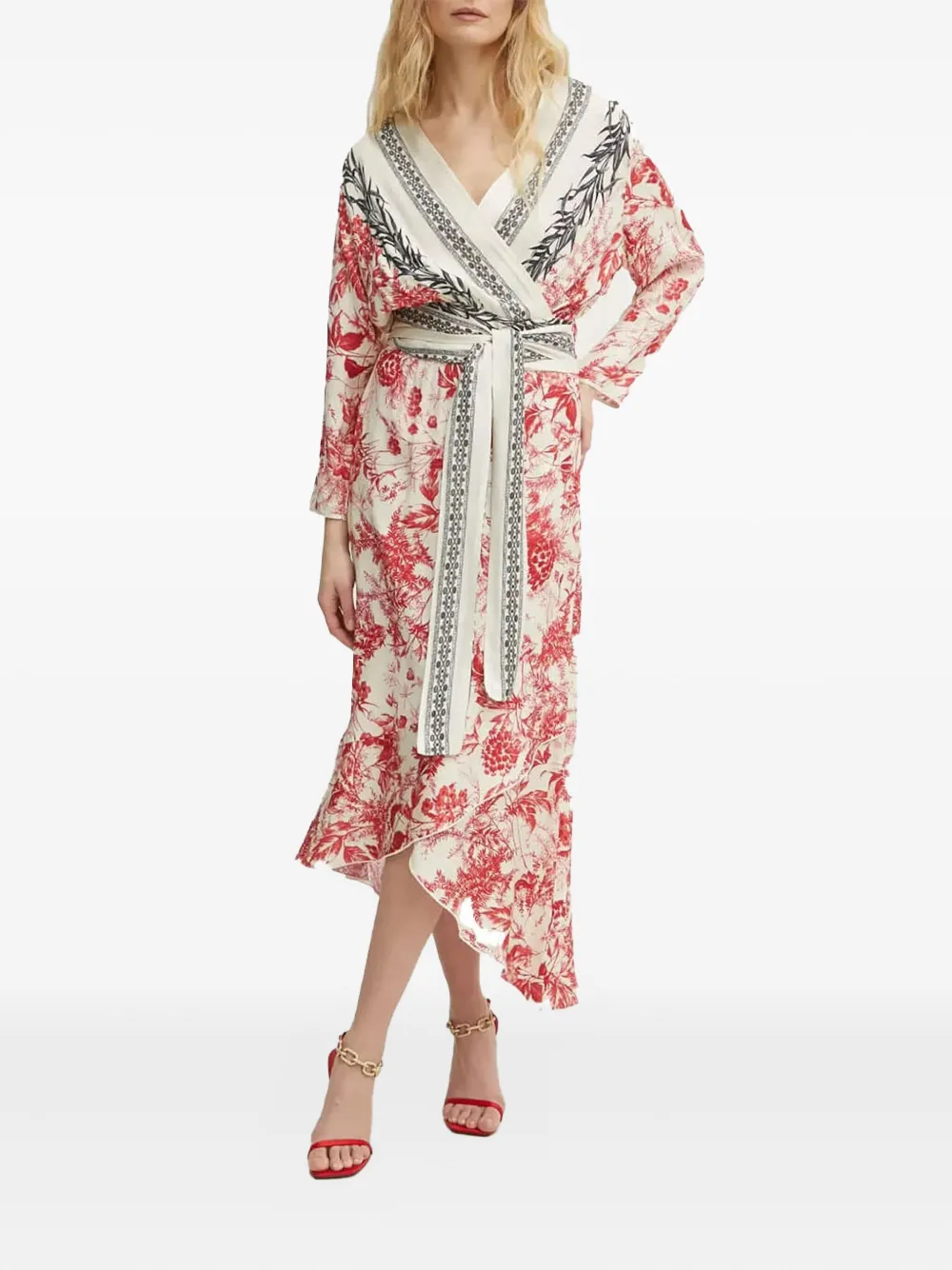 floral-print wrap dress