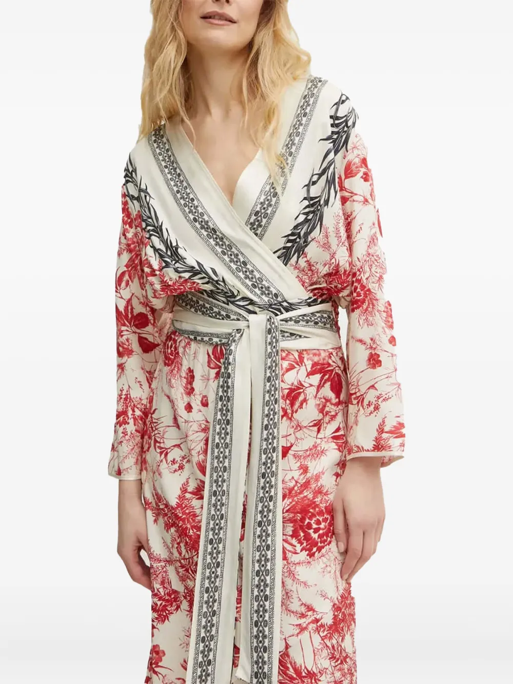 SIMONA CORSELLINI floral-print wrap dress - Beige