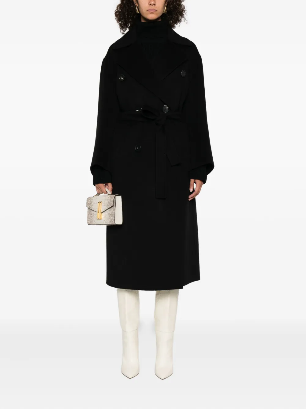 'S Max Mara belted double-breasted coat Zwart