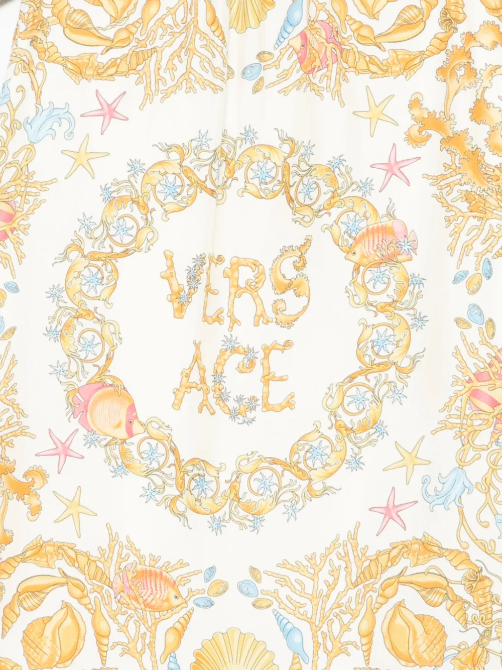 Versace Kids Jurk met schelpenprint en ruches Beige