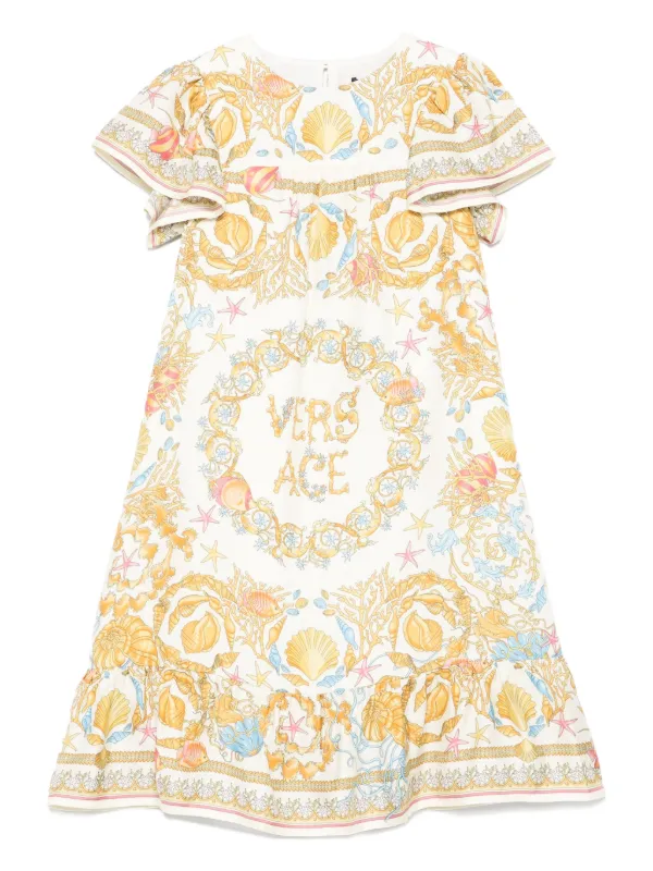 Versace Kids プリント ラッフル ワンピース | ニュートラル | FARFETCH JP