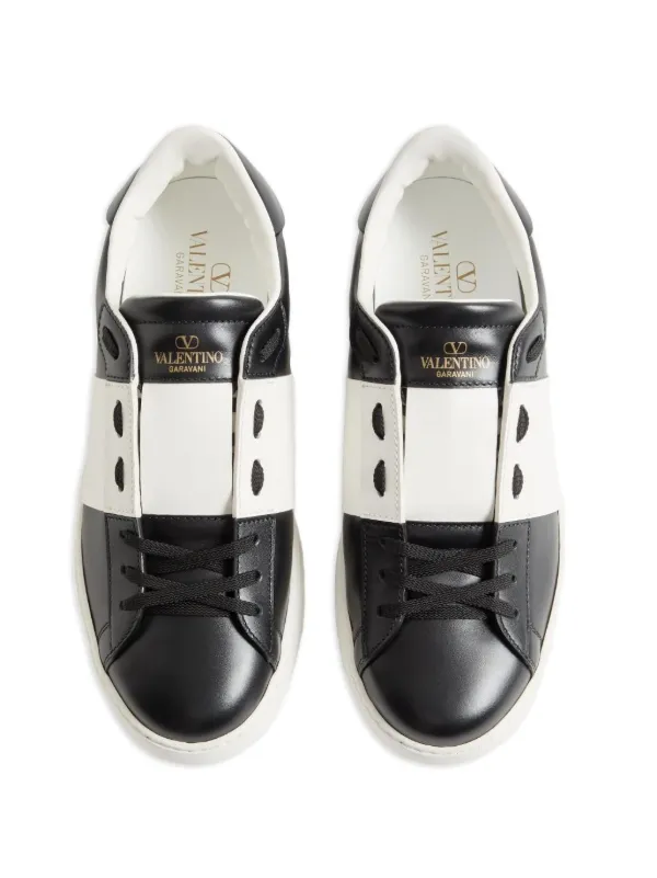 Valentino Garavani Calfskin Open Sneaker | Black | FARFETCH RO