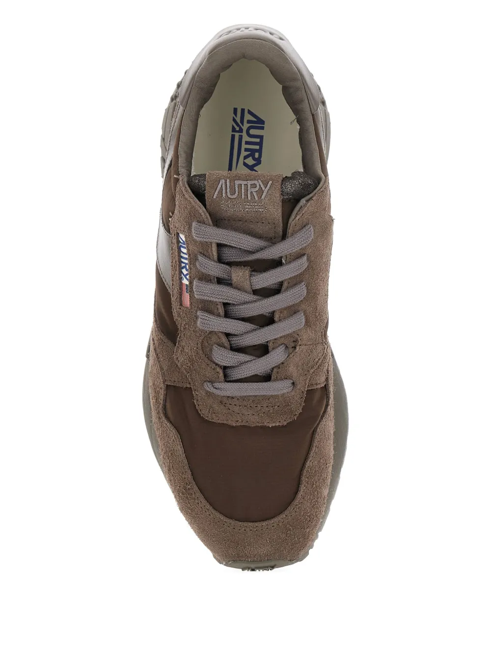 Autry Reelwind logo-patch suede sneakers Brown