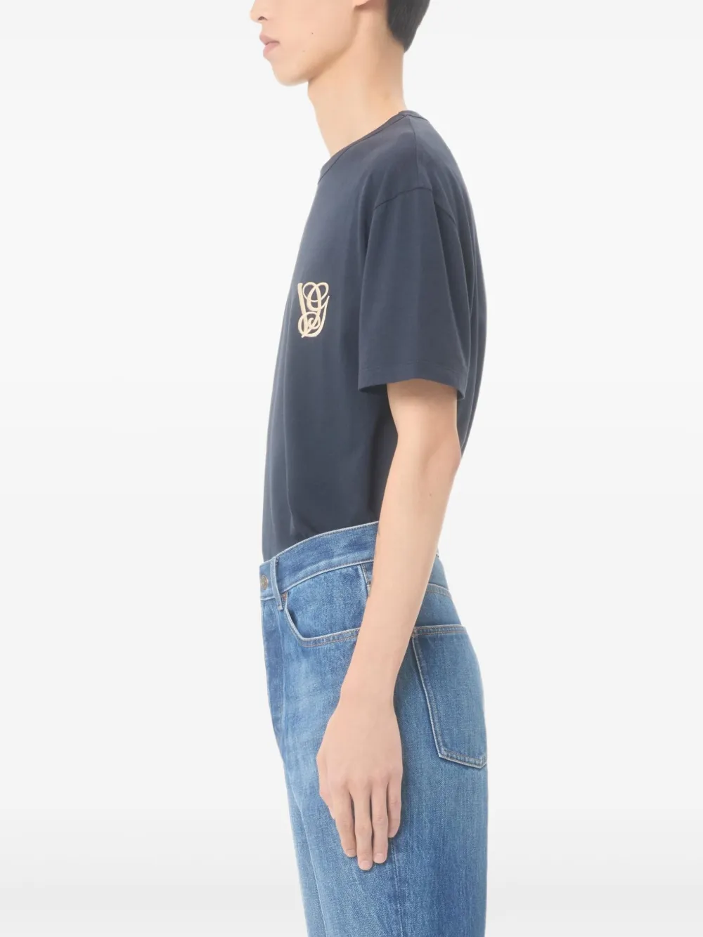 Valentino Garavani Katoenen T-shirt met VG-patch Blauw