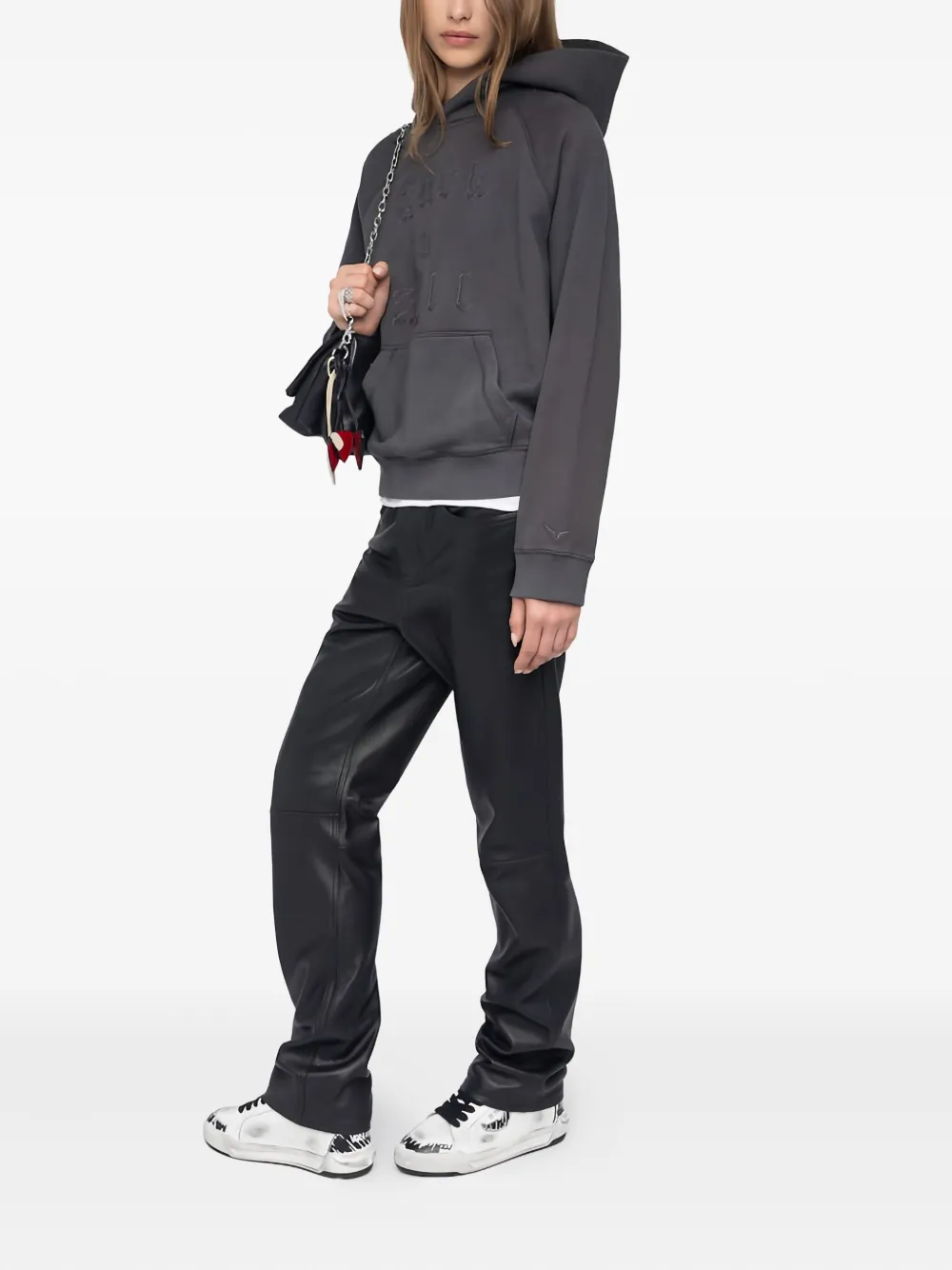 Zadig & Voltaire Georgy Rock-n-roll-embroidery Hoodie In Gray