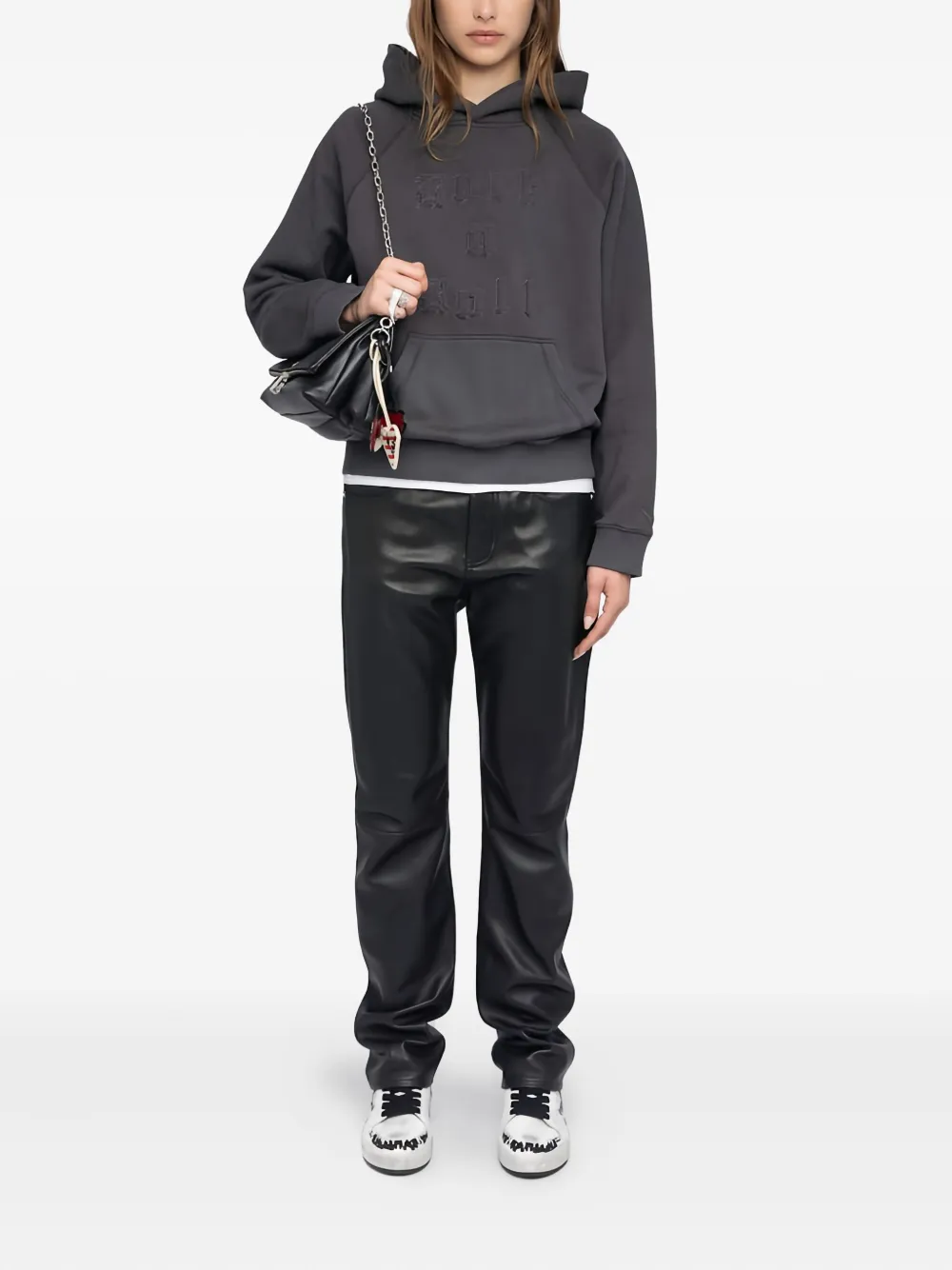 Zadig & Voltaire Georgy Rock-n-roll-embroidery Hoodie In Gray