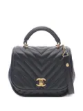 CHANEL Pre-Owned 2017 chevron v-stitch lambskin mini bag - Black