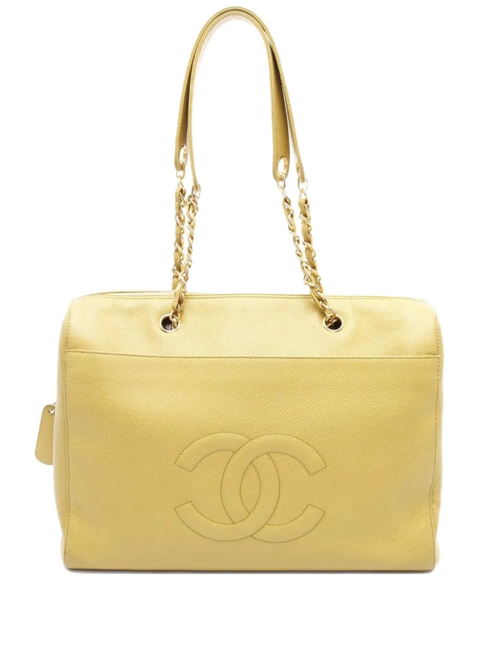 CHANEL Pre-Owned 1997 caviar-leather chain tote bag | Yellow | Image 1