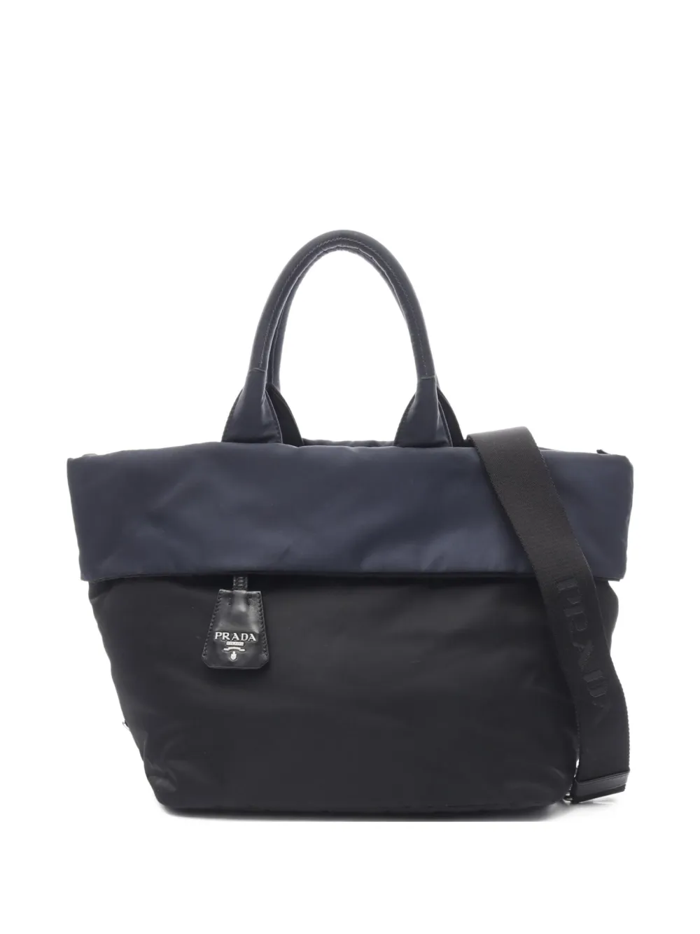 Prada Pre-Owned 2000s triangle-logo padded tote bag - ブラック Prada Pre-Owned 2000s triangle-logo padded tote bag - ブラック