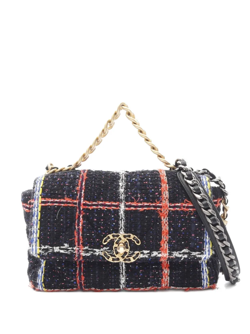 CHANEL Pre-Owned 2020-2021 medium Classic Flap 19 tweed shoulder bag - CHANEL Pre-Owned 2020-2021 medium Classic Flap 19 tweed shoulder bag -