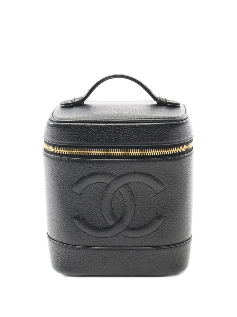 CHANEL Pre-Owned 2002-2003 ココマーク キャビア バニティバッグ - ブラック CHANEL Pre-Owned 2002-2003 ココマーク キャビア バニティバッグ - ブラック