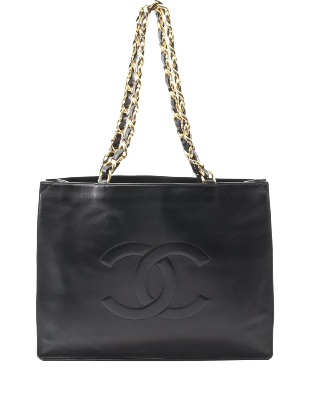 CHANEL Pre-Owned 90s leather chain tote bag - ブラック CHANEL Pre-Owned 90s leather chain tote bag - ブラック