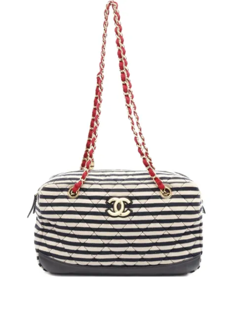 CHANEL Pre-Owned 2014 diamond-quilting stripes shoulder bag