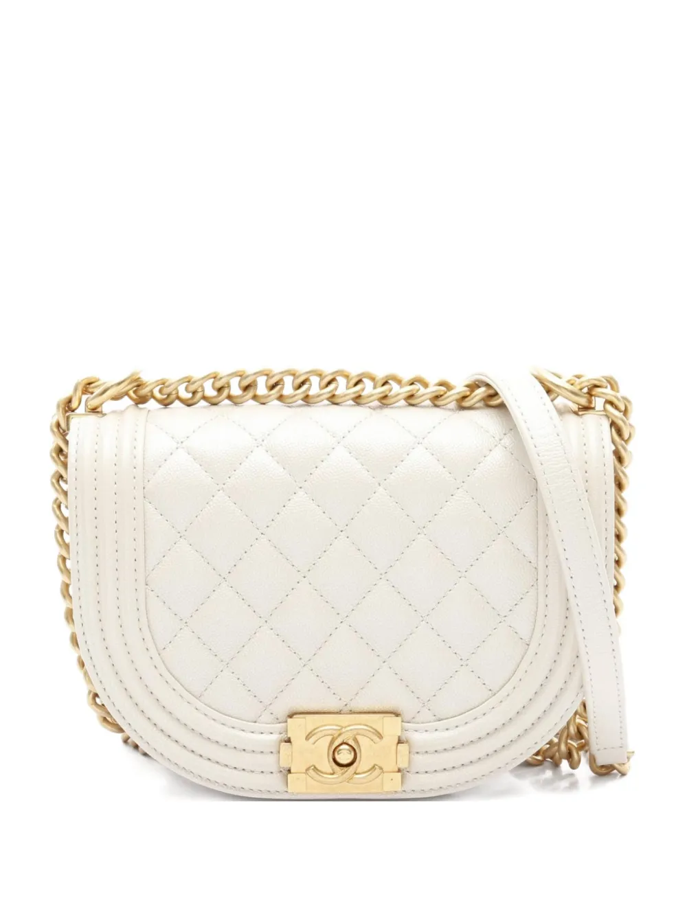 CHANEL Pre-Owned 2021 ボーイ メッセンジャーバッグ S - ホワイト CHANEL Pre-Owned 2021 ボーイ メッセンジャーバッグ S - ホワイト