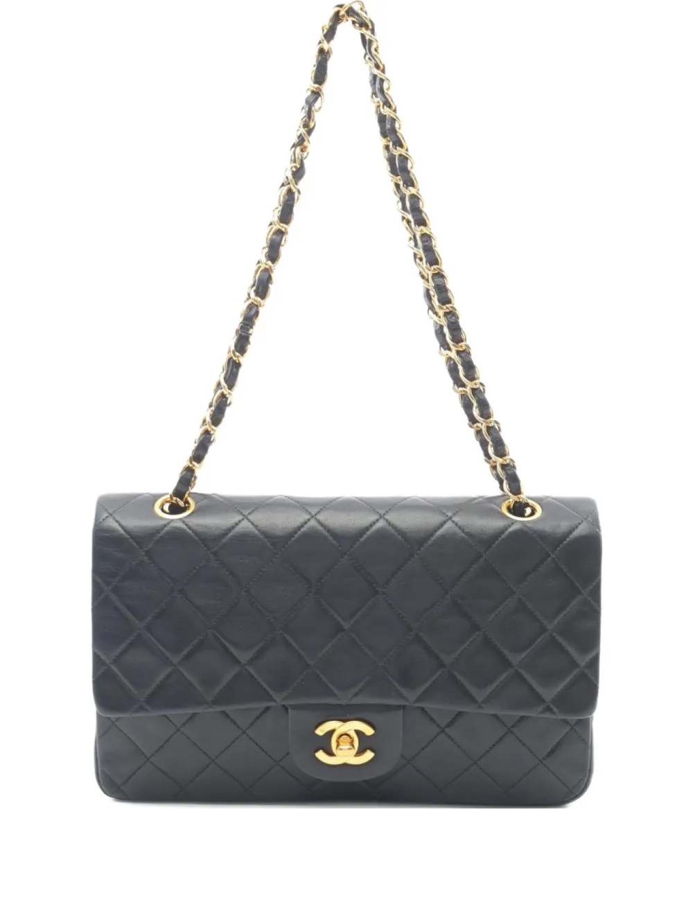 CHANEL Pre-Owned 1991-1994 プレオウンド W フラップ ショルダーバッグ S - ブラック CHANEL Pre-Owned 1991-1994 プレオウンド W フラップ ショルダーバッグ S - ブラック