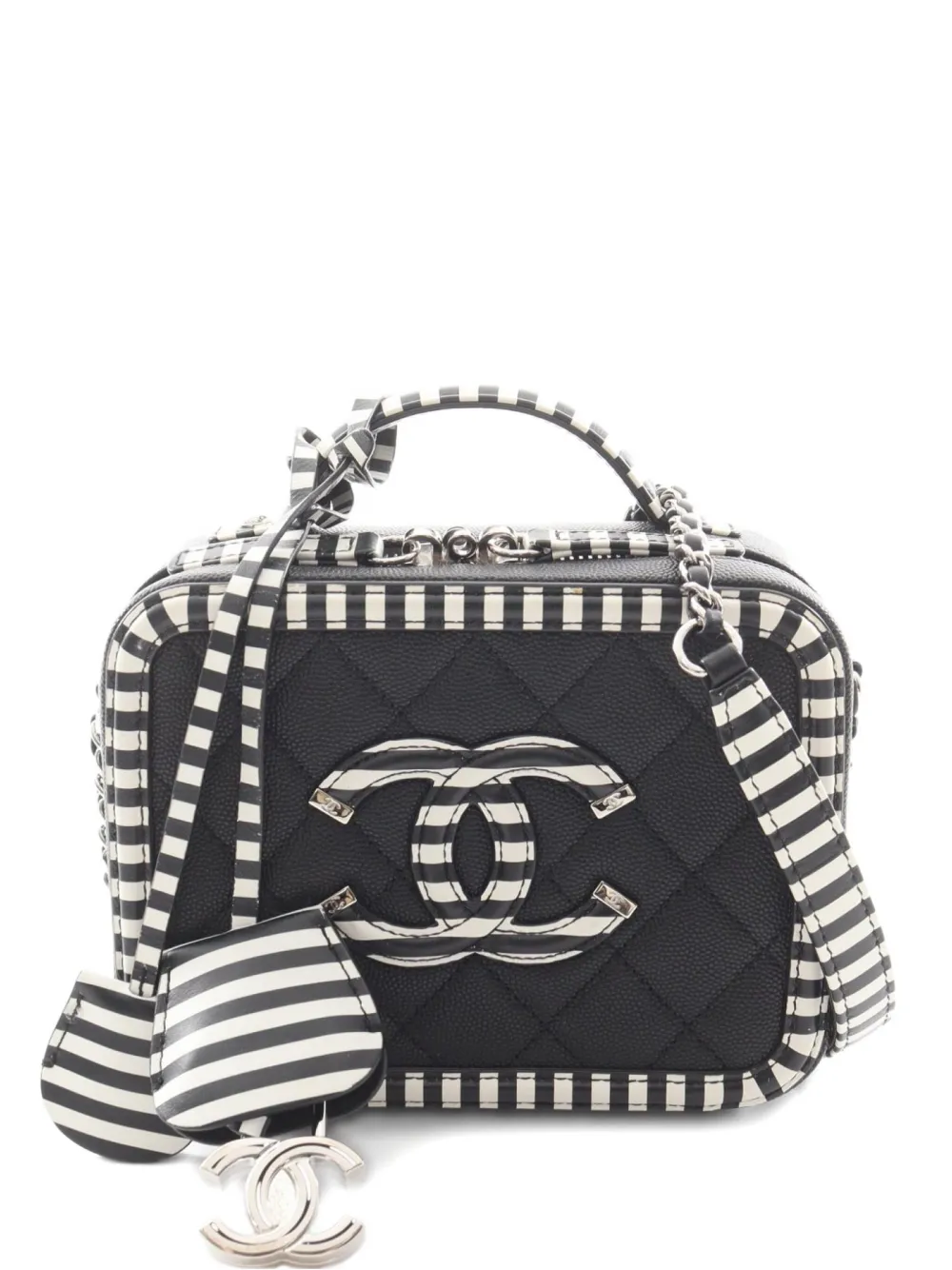CHANEL Pre-Owned 2019 ココマーク フィリグリー ストライプ ショルダーバッグ - ブラック CHANEL Pre-Owned 2019 ココマーク フィリグリー ストライプ ショルダーバッグ - ブラック