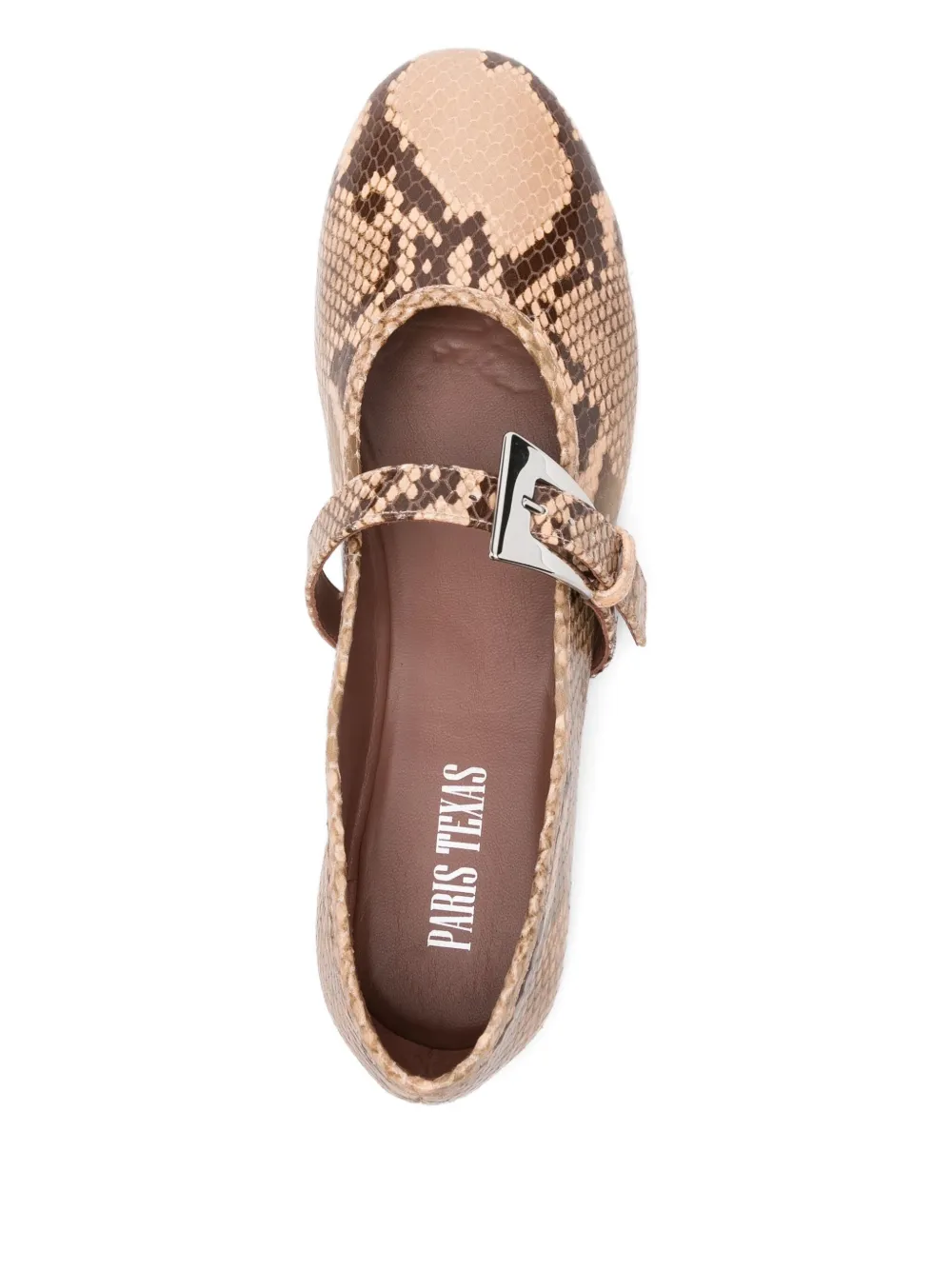 Paris Texas Sveva ballerina's met slangen-effect en gesp Beige