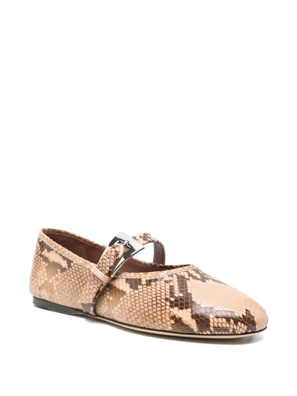 Paris Texas Sveva ballerina's met slangen-effect en gesp Beige
