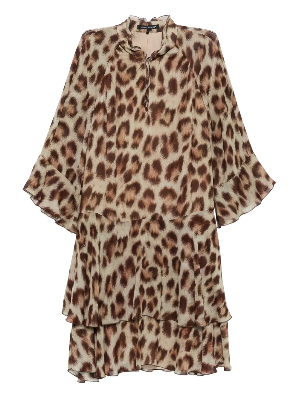 Luisa Cerano Midi-jurk met luipaardprint Bruin