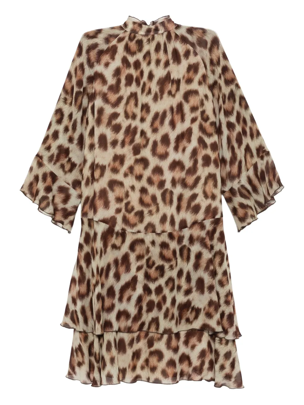 Luisa Cerano Midi-jurk met luipaardprint Bruin